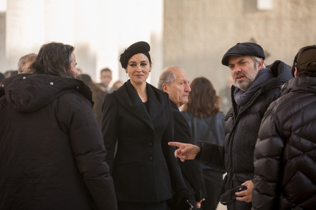 Monica Bellucci and Director Sam Mendes on the set of Metro-Goldwyn-Mayer Pictures/Columbia Pictures/EON Productions’ action adventure SPECTRE.