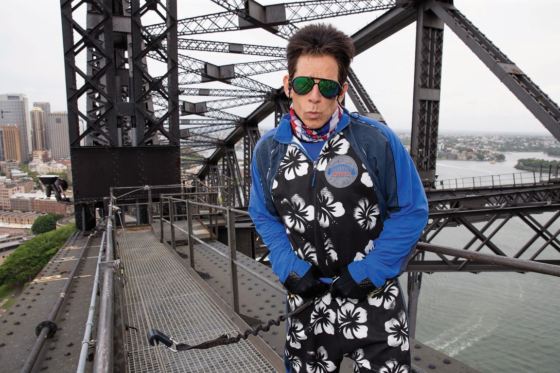 SYDNEY, AUSTRALIA - JANUARY 27: (EDITORS NOTE: This image has been manipulated at the request of Paramount Pictures.) Derek Zoolander poses at a special stunt to promote the release of Paramount Pictures film 'Zoolander No. 2' at the Sydney Harbour Bridge on January 27, 2016 in Sydney, Australia. (Photo by Caroline McCredie/Getty Images for Paramount Pictures)