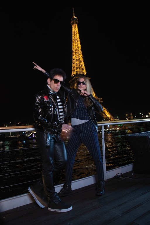 Derek Zoolander and friend Cara Delevingne visit the Eiffel Tower in Paris to promote Zoolander No. 2 opening in theaters February 12th.