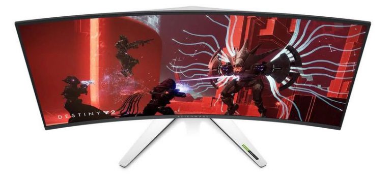 Alienware 34 QD-OLED のメニューは、1 つのジョイスティックで制御されます。