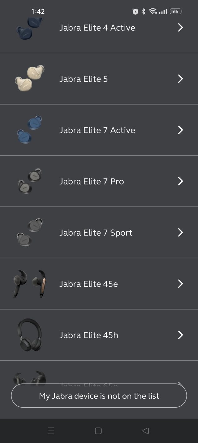After pausing for a moment, there is a realisation that you need to scroll down the huge list to find the Jabra Elite 7 Pro.